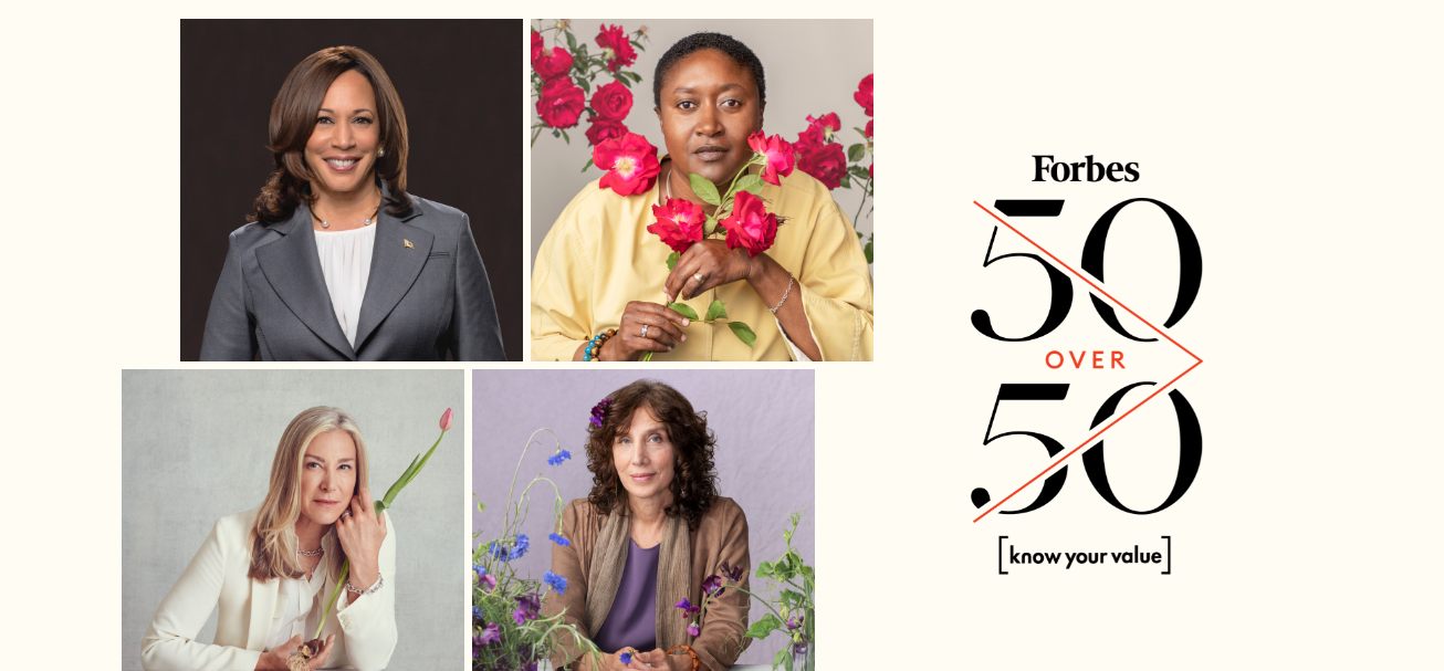 Mulheres inspiradores com feitos realizados depois dos 50 anos Fonte: Forbes e Know Your Value